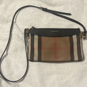 Burberry Peyton Crossbody Clutch House Check Canvas And Leather